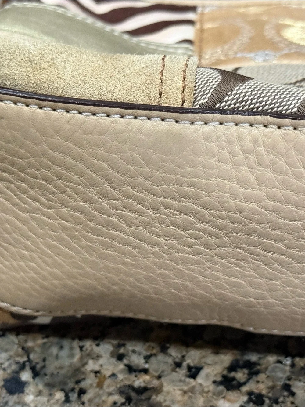 Coach Y2K Patchwork Baguette Shoulder Bag Style Code 10813 Beige & Brown
